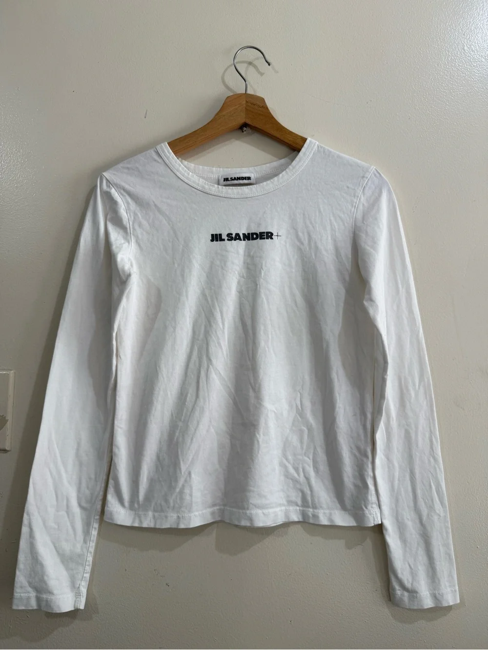 Jil Sander White Long Sleeve Logo Tee